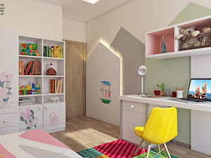 POKóJ DZIEWCZYNKI - Średni beżowy szary zielony pokój dziecka dla dziecka dla nastolatka dla dziewczynki, styl tradycyjny - zdjęcie od APP TRENDY Autorska Pracownia Projektowa