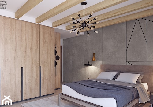 Sypialnia z betonem - Duża biała sypialnia, styl industrialny - zdjęcie od APP TRENDY Autorska Pracownia Projektowa