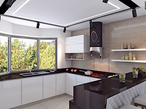 SALON 99 - Średnia otwarta z zabudowaną lodówką kuchnia w kształcie litery u z oknem, styl glamour - zdjęcie od APP TRENDY Autorska Pracownia Projektowa