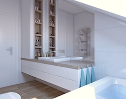 łazienka biała - Średnia biała łazienka na poddaszu w domu jednorodzinnym z oknem, styl nowoczesny - zdjęcie od APP TRENDY Autorska Pracownia Projektowa - Homebook