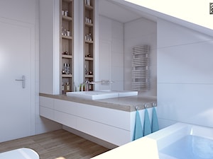 łazienka biała - Średnia na poddaszu łazienka z oknem, styl nowoczesny - zdjęcie od APP TRENDY Autorska Pracownia Projektowa