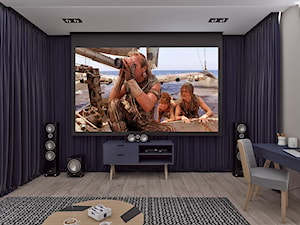 pokój kinowy - Mały szary salon, styl skandynawski - zdjęcie od APP TRENDY Autorska Pracownia Projektowa