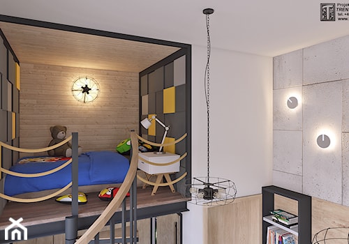 duży pokój chłopięcy - Średni czarny pokój dziecka dla dziecka dla chłopca dla dziewczynki, styl skandynawski - zdjęcie od APP TRENDY Autorska Pracownia Projektowa