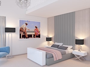 Spokojna sypialnia - Duża biała sypialnia z balkonem / tarasem, styl glamour - zdjęcie od APP TRENDY Autorska Pracownia Projektowa