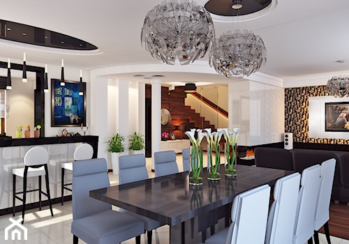 Dom w stylu glamour - Średnia biała jadalnia w salonie, styl glamour - zdjęcie od APP TRENDY Autorska Pracownia Projektowa