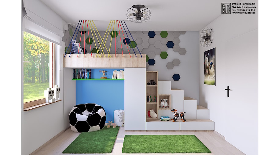 pokój chłopca - Średni biały szary pokój dziecka dla dziecka dla chłopca, styl nowoczesny - zdjęcie od APP TRENDY Autorska Pracownia Projektowa