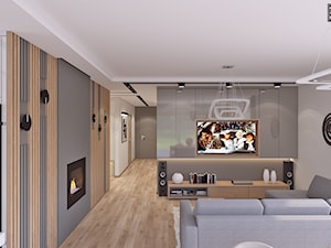 SALONIK - Średni biały szary salon z jadalnią, styl industrialny - zdjęcie od APP TRENDY Autorska Pracownia Projektowa