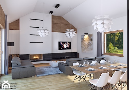 dom5 - Średnia biała jadalnia w salonie, styl nowoczesny - zdjęcie od APP TRENDY Autorska Pracownia Projektowa