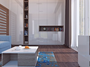 pokoj goscinny - Średni biały salon z tarasem / balkonem, styl nowoczesny - zdjęcie od APP TRENDY Autorska Pracownia Projektowa