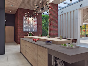 Wielki salon z kuchnią - Duża biała jadalnia w kuchni, styl industrialny - zdjęcie od APP TRENDY Autorska Pracownia Projektowa