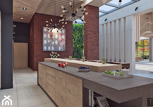 Wielki salon z kuchnią - Duża biała jadalnia w kuchni, styl industrialny - zdjęcie od APP TRENDY Autorska Pracownia Projektowa