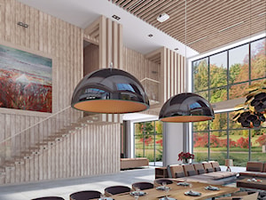 Wielki salon z kuchnią - Duża biała jadalnia w salonie, styl skandynawski - zdjęcie od APP TRENDY Autorska Pracownia Projektowa