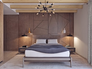 Sypialnia z betonem - Duża biała brązowa sypialnia, styl skandynawski - zdjęcie od APP TRENDY Autorska Pracownia Projektowa