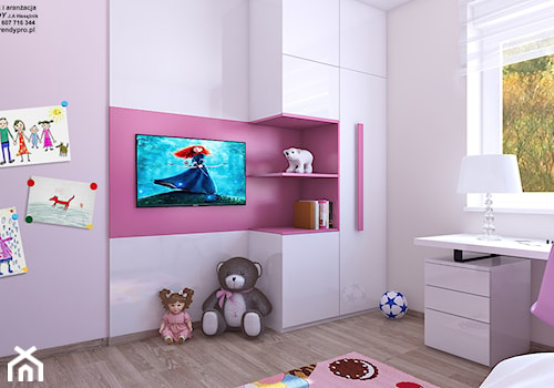 pokoj dziewczynki 1 - Średni biały różowy pokój dziecka dla dziecka dla dziewczynki, styl nowoczesny - zdjęcie od APP TRENDY Autorska Pracownia Projektowa
