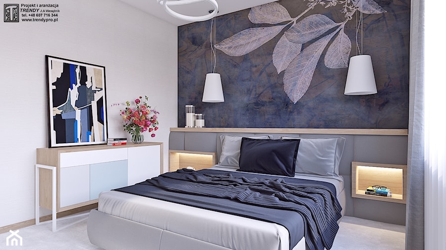 sypialnia - Średnia szara sypialnia, styl glamour - zdjęcie od APP TRENDY Autorska Pracownia Projektowa