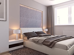 sypialnia 111 - Średnia beżowa biała sypialnia, styl nowoczesny - zdjęcie od APP TRENDY Autorska Pracownia Projektowa