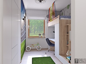 pokój chłopca - Mały biały pokój dziecka dla nastolatka dla chłopca dla dziewczynki, styl minimalistyczny - zdjęcie od APP TRENDY Autorska Pracownia Projektowa