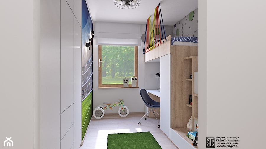 pokój chłopca - Mały biały pokój dziecka dla nastolatka dla chłopca dla dziewczynki, styl minimalistyczny - zdjęcie od APP TRENDY Autorska Pracownia Projektowa