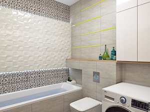 ŁAZIENKA Z BETONEM - Średnia na poddaszu bez okna z pralką / suszarką łazienka, styl nowoczesny - zdjęcie od APP TRENDY Autorska Pracownia Projektowa