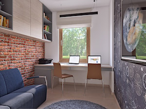 gabinet dla dwojga - Średnie w osobnym pomieszczeniu z sofą białe czarne biuro, styl nowoczesny - zdjęcie od APP TRENDY Autorska Pracownia Projektowa