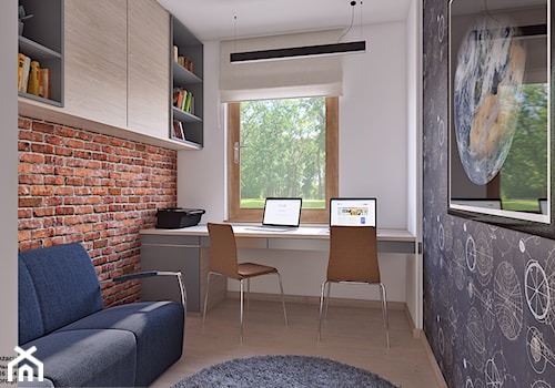 gabinet dla dwojga - Średnie w osobnym pomieszczeniu z sofą białe czarne biuro, styl nowoczesny - zdjęcie od APP TRENDY Autorska Pracownia Projektowa