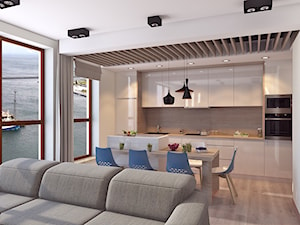 mieszkanie 3 - Średnia otwarta z salonem z zabudowaną lodówką kuchnia jednorzędowa z oknem - zdjęcie od APP TRENDY Autorska Pracownia Projektowa