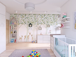 SPOKOJNY POKOJ MAŁEGO DZIECKA - Duży szary pokój dziecka dla chłopca dla dziewczynki dla niemowlaka ... - zdjęcie od APP TRENDY Autorska Pracownia Projektowa