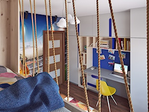 Pokój Małego Piłkarza - Średni szary pokój dziecka dla nastolatka dla chłopca dla dziewczynki dla rodzeństwa, styl skandynawski - zdjęcie od APP TRENDY Autorska Pracownia Projektowa