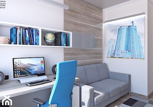 Gabinet - Średnie z sofą białe biuro, styl nowoczesny - zdjęcie od APP TRENDY Autorska Pracownia Projektowa