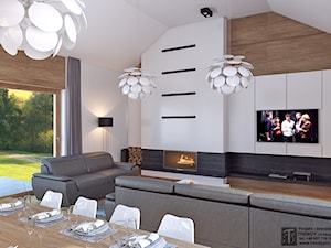 dom5 - Średni biały szary salon z jadalnią, styl nowoczesny - zdjęcie od APP TRENDY Autorska Pracownia Projektowa