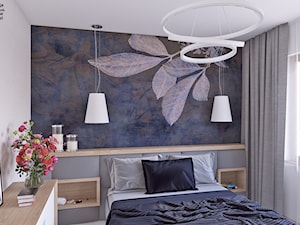sypialnia - Średnia biała szara sypialnia, styl nowoczesny - zdjęcie od APP TRENDY Autorska Pracownia Projektowa