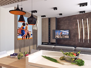 mieszkanie 3 - Średni biały salon z kuchnią z jadalnią - zdjęcie od APP TRENDY Autorska Pracownia Projektowa