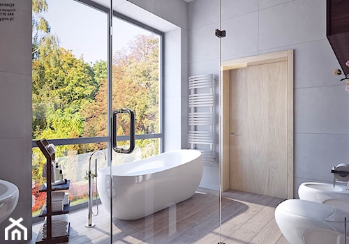 łazienka z wielkim oknem - Duża łazienka z oknem, styl rustykalny - zdjęcie od APP TRENDY Autorska Pracownia Projektowa