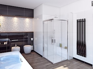 łazienka czerń-biel - Średnia bez okna z punktowym oświetleniem łazienka, styl nowoczesny - zdjęcie od APP TRENDY Autorska Pracownia Projektowa