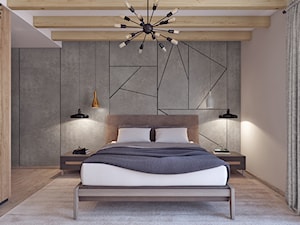 Sypialnia z betonem - Średnia beżowa sypialnia, styl skandynawski - zdjęcie od APP TRENDY Autorska Pracownia Projektowa