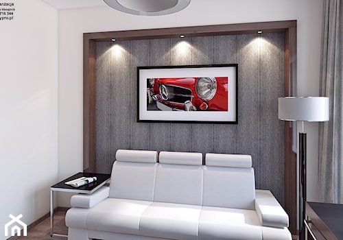 gabinet - Średnie w osobnym pomieszczeniu z sofą białe szare biuro, styl tradycyjny - zdjęcie od APP TRENDY Autorska Pracownia Projektowa