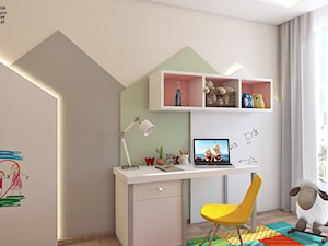 POKóJ DZIEWCZYNKI - Mały szary pokój dziecka dla dziecka dla dziewczynki, styl skandynawski - zdjęcie od APP TRENDY Autorska Pracownia Projektowa