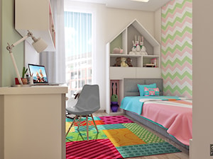 POKóJ DZIEWCZYNKI - Mały szary pokój dziecka dla dziecka dla nastolatka dla chłopca dla dziewczynki, styl nowoczesny - zdjęcie od APP TRENDY Autorska Pracownia Projektowa