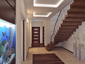 dom4 - Duży beżowy brązowy hol / przedpokój, styl tradycyjny - zdjęcie od APP TRENDY Autorska Pracownia Projektowa
