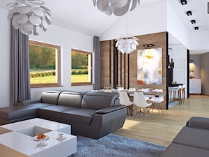 dom5 - Średnia biała brązowa jadalnia w salonie, styl nowoczesny - zdjęcie od APP TRENDY Autorska Pracownia Projektowa