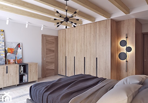 Sypialnia z betonem - Średnia biała szara sypialnia, styl rustykalny - zdjęcie od APP TRENDY Autorska Pracownia Projektowa