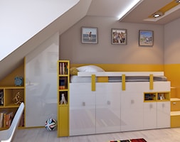Pokój młodzieżowy2 - Średni szary żółty pokój dziecka dla malucha dla chłopca dla ucznia, styl nowo ... - zdjęcie od APP TRENDY Autorska Pracownia Projektowa