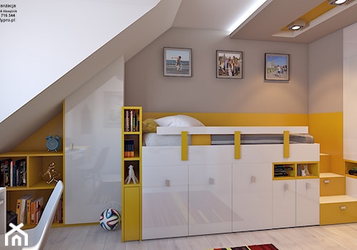 Pokój młodzieżowy2 - Średni szary żółty pokój dziecka dla dziecka dla chłopca, styl nowoczesny - zdjęcie od APP TRENDY Autorska Pracownia Projektowa