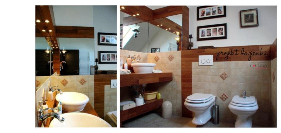 łazienka z drewnem - zdjęcie od mCube strefa wnętrz - Homebook