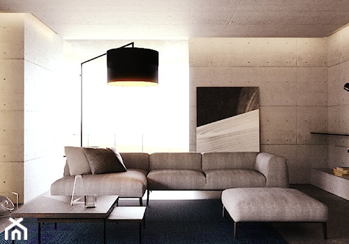ELEGANCKIE SUROWE WNĘTRZE-KONCEPCJA - Salon, styl minimalistyczny - zdjęcie od KOBE STUDIO