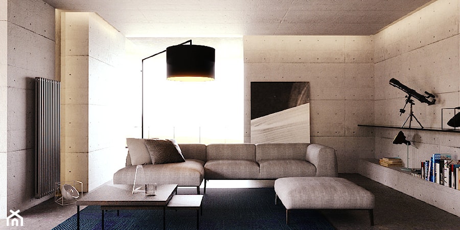 ELEGANCKIE SUROWE WNĘTRZE-KONCEPCJA - Salon, styl minimalistyczny - zdjęcie od KOBE STUDIO