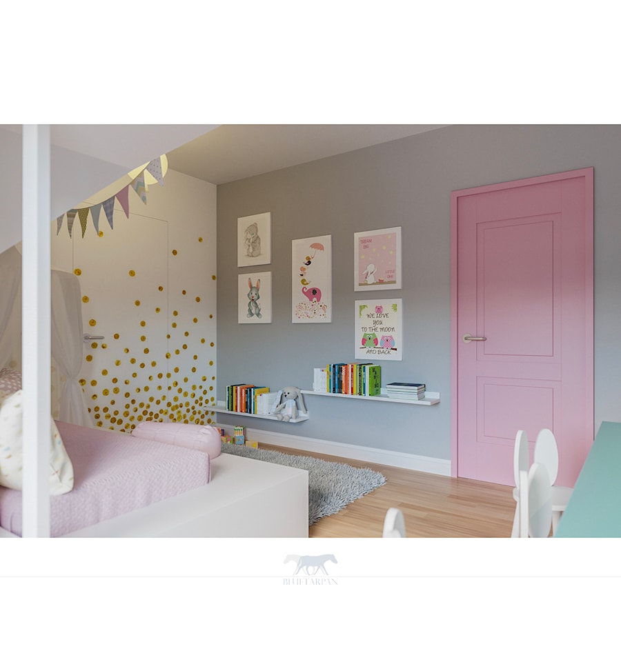Dom 160 - Średni biały szary pokój dziecka dla dziecka dla nastolatka dla dziewczynki, styl nowoczesny - zdjęcie od BLUETARPAN