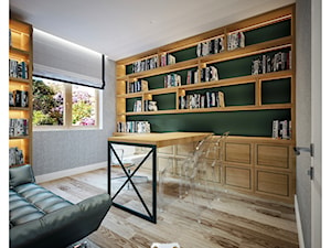 Dom 160 - Duże w osobnym pomieszczeniu z sofą szare biuro, styl nowoczesny - zdjęcie od BLUETARPAN