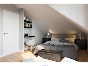 Dom 160 - Średnia biała szara z biurkiem sypialnia na poddaszu, styl tradycyjny - zdjęcie od BLUETARPAN