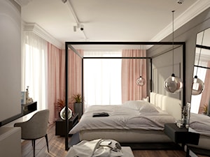 M90 - Średnia biała czarna sypialnia, styl nowoczesny - zdjęcie od BLUETARPAN